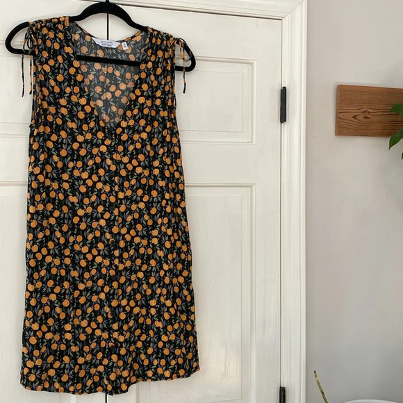 & Other Stories Tie Shoulder Mini Dress Oranges Print‎ Floral Tropical Size 6 - Picture 9 of 16